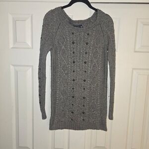 Y2K American Eagle Grey Studded Long Sweater Womens Medium [Fall 2009]